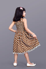 Kids Girls Knee Length Polka Dot Design Casual Fit & Flare Dress