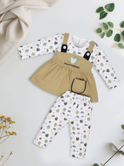 Baby Girls Embroidered Design Fit & Flare Dresses with Pant