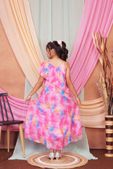 Girls Georgette Maxi Length One Shoulder Dress