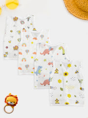 Baby Girls and Baby Girls Organic Cotton Muslin Button Jabla Pack Of 4