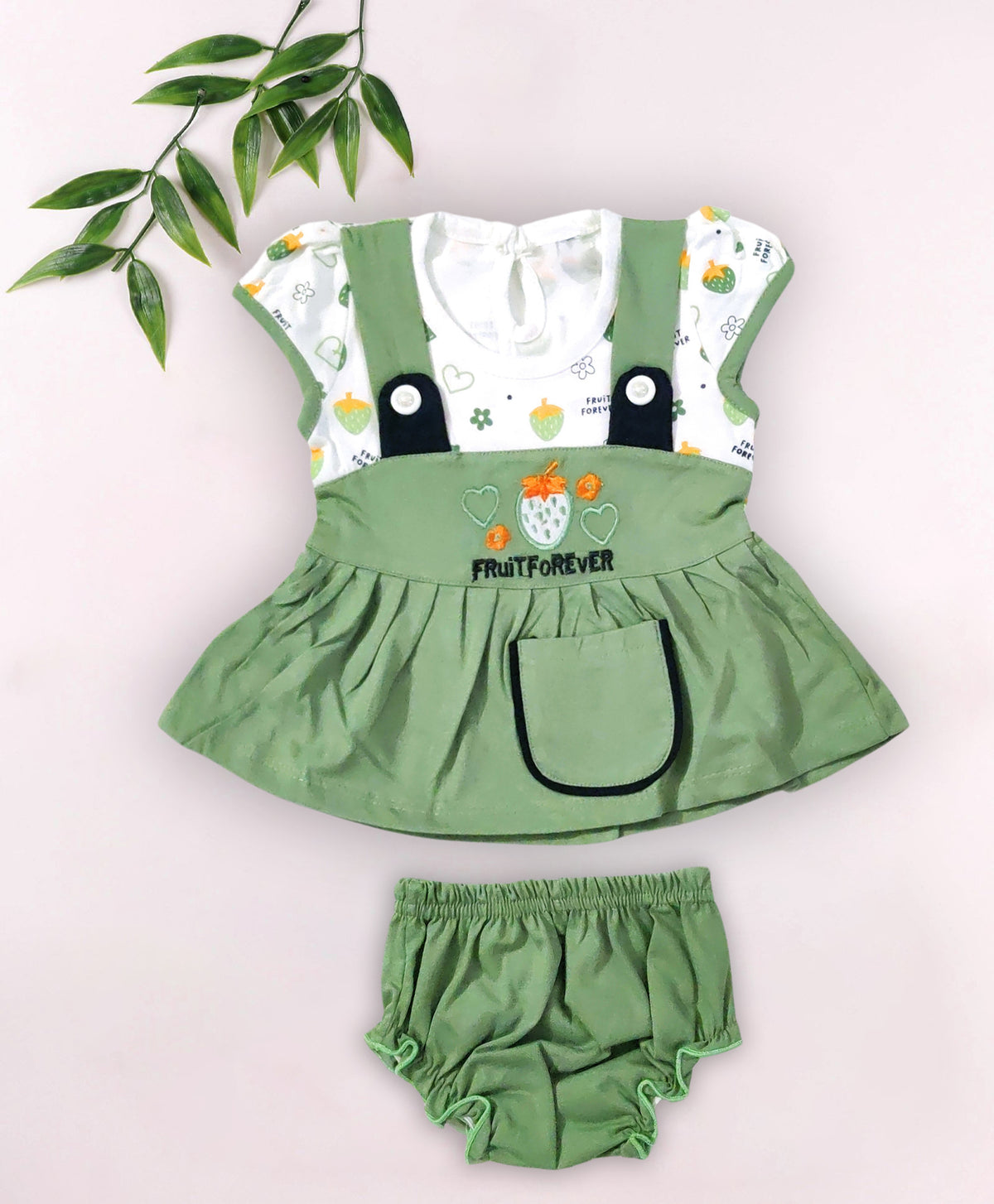 Baby Girls Embroidered Design Fit & Flare Dresses with Briefs