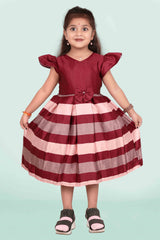 Kids Girls Knee Length Multicolour Design Festive/Wedding Fit & Flare Dress