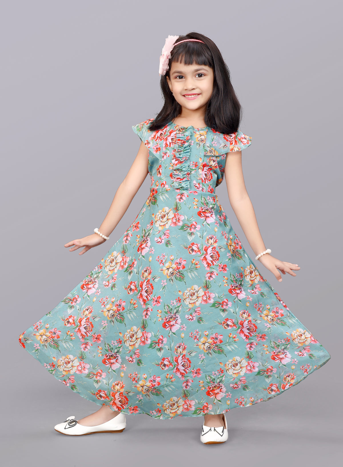 Girls Georgette Maxi/Full Length Festive/Wedding Dress