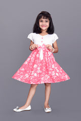 Kids Girls Knee Length Leaf Design Festive/Wedding Fit & Flare Dress