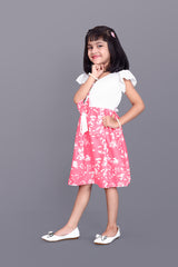 Kids Girls Knee Length Leaf Design Festive/Wedding Fit & Flare Dress