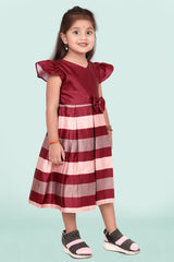 Kids Girls Knee Length Multicolour Design Festive/Wedding Fit & Flare Dress