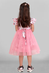 Kids Girls Knee Length Flower Multicolour Design Festive/Wedding Fit & Flare Dress