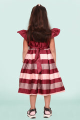 Kids Girls Knee Length Multicolour Design Festive/Wedding Fit & Flare Dress