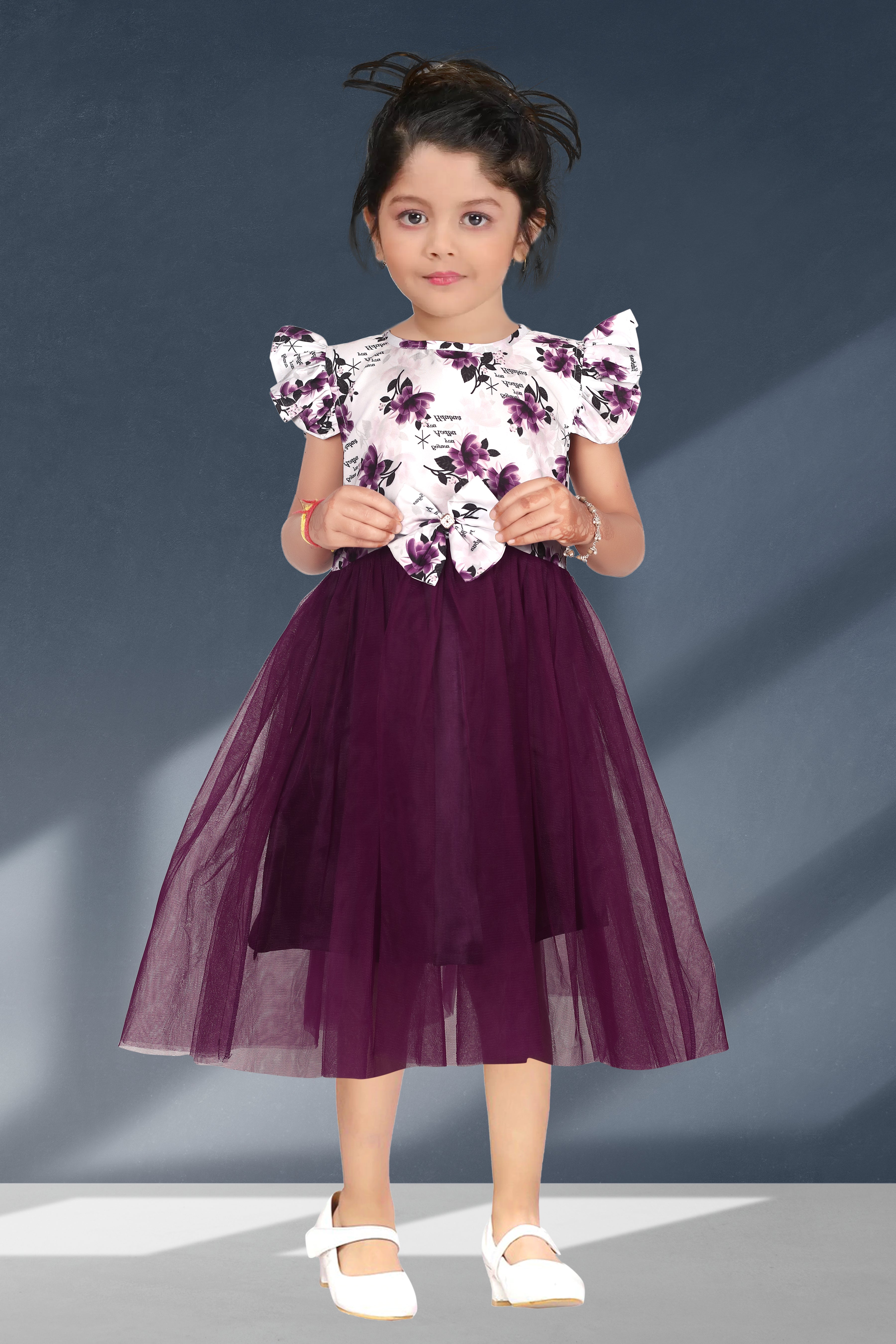 Kids Girls Knee Length Flower Leaf Design Festive/Wedding Fit & Flare Dress