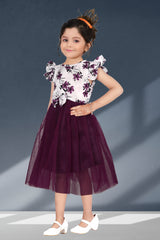 Kids Girls Knee Length Flower Leaf Design Festive/Wedding Fit & Flare Dress