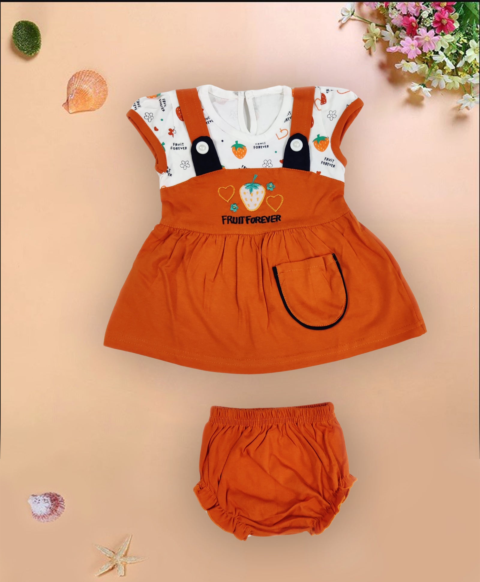 Baby Girls Embroidered Design Fit & Flare Dresses with Briefs