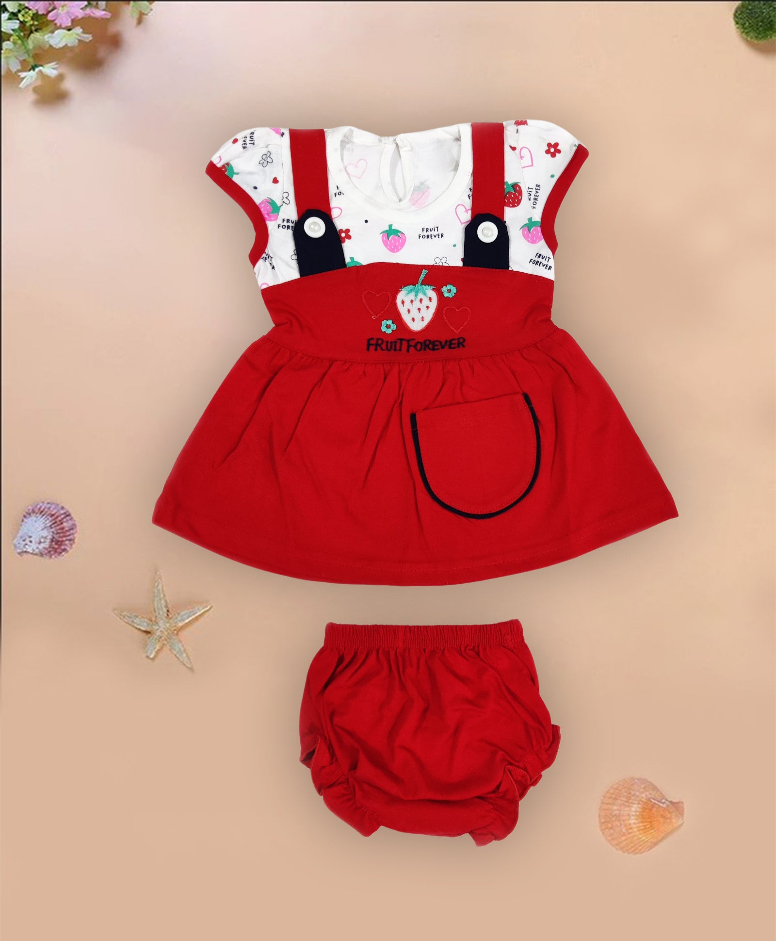 Baby Girls Embroidered Design Fit & Flare Dresses with Briefs