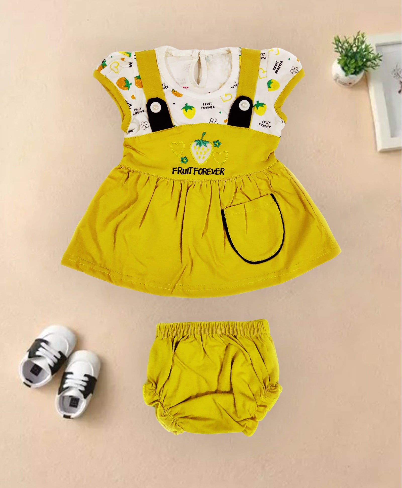 Baby Girls Embroidered Design Fit & Flare Dresses with Briefs